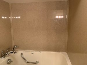 Walk-in with tub surround